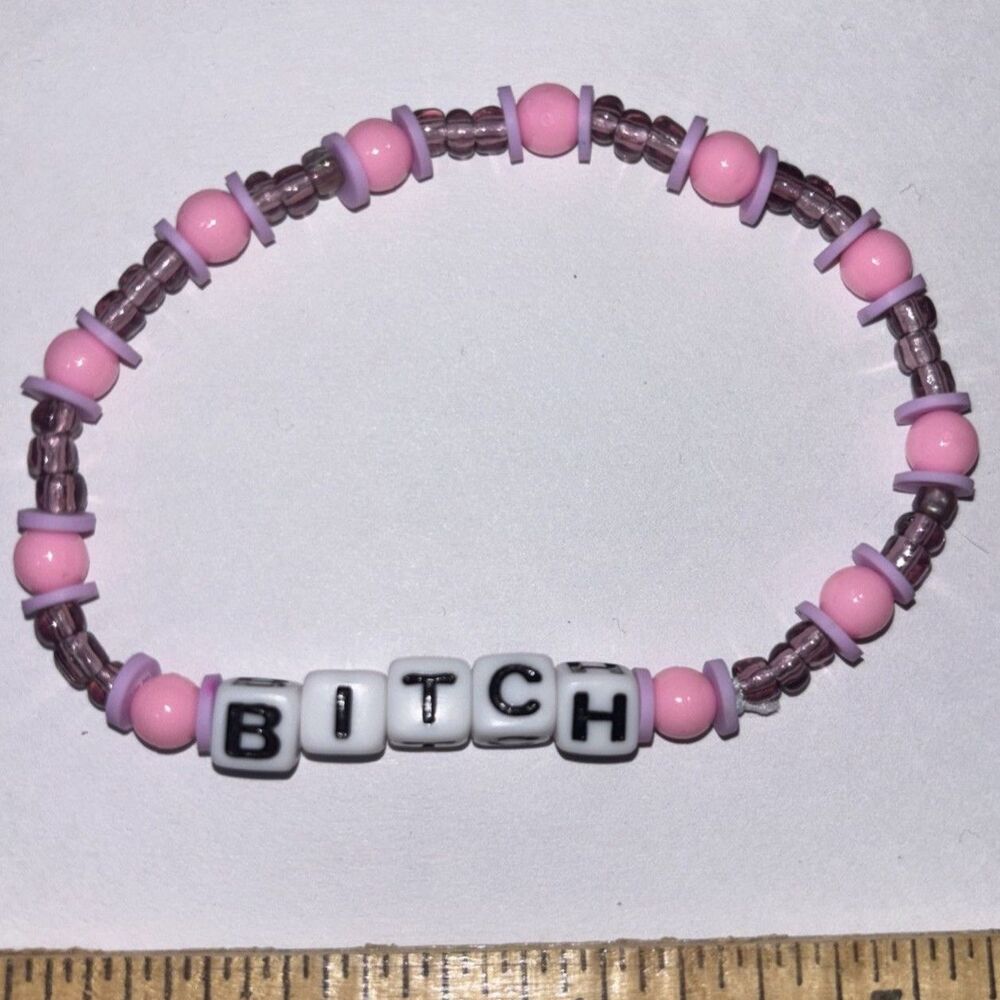 handmade Pink purple Beaded Bracelet Handmade Novelty adult humor gag gift